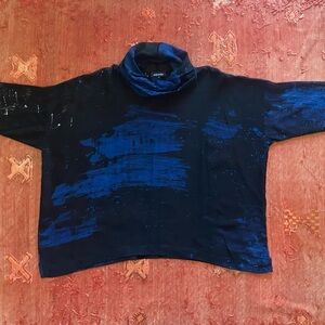 Eskandar sheer silk cowl neck abstract blouse size 0